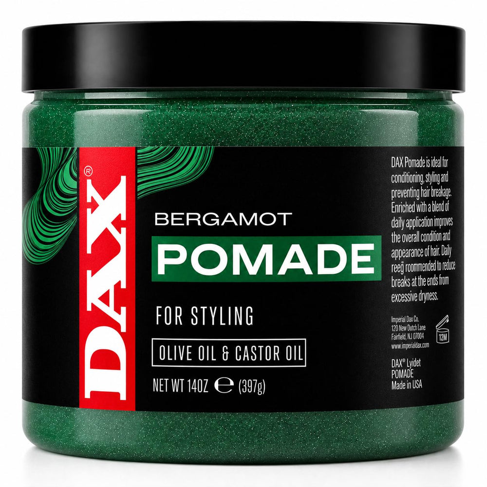 DAX pomade 14 oz front jar showing label and large pack benefit