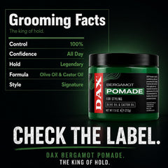 DAX pomade before and after styling showing reduced frizz and definition