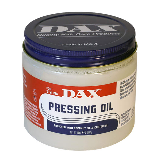 DAX pressing oil front packaging showing bottle and unscented benefits