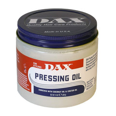 DAX pressing oil front packaging showing bottle and unscented benefits