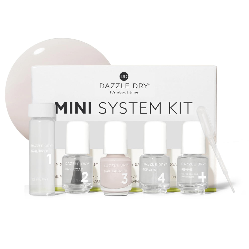 Dazzle Dry front packaging showing At First Blush and kit benefits