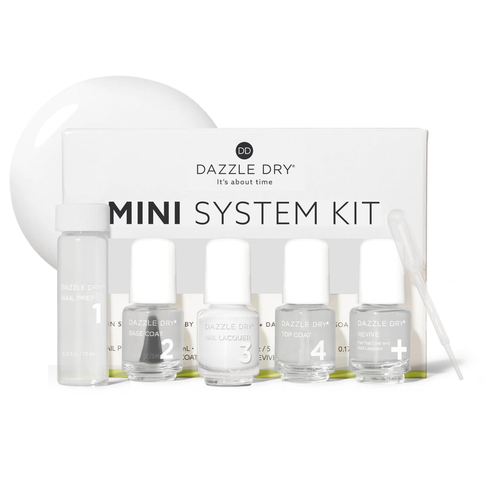Dazzle Dry front packaging showing kit contents and travel benefit