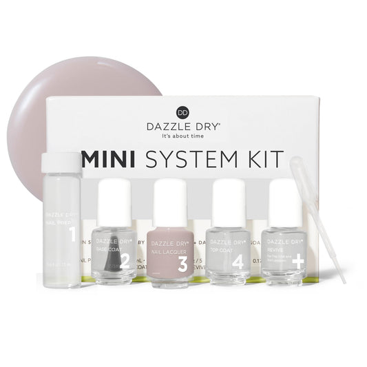 Dazzle Dry front packaging showing compact kit for travel and convenience