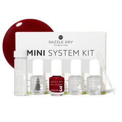 Dazzle Dry front packaging showing complete 5-piece mini kit for travel convenience
