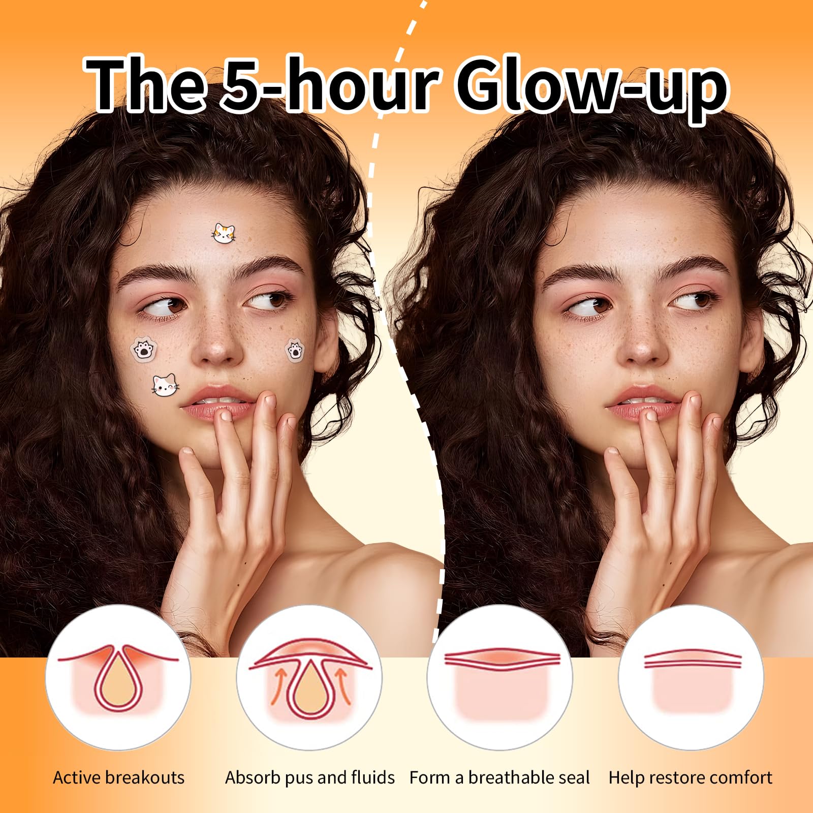 Dazzlook patch applied on cheek, demonstrates coverage and invisible wear benefit