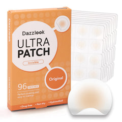Dazzlook front packaging showing 96 hydrocolloid patches and benefits