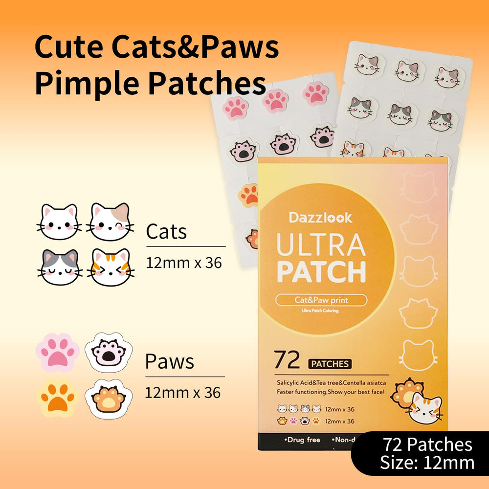 Dazzlook sheet close-up of cat and paw prints, clear view of decorative stickers