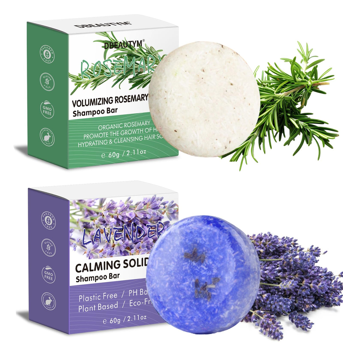 DBEAUTYM front packaging showing rosemary lavender bars and benefits