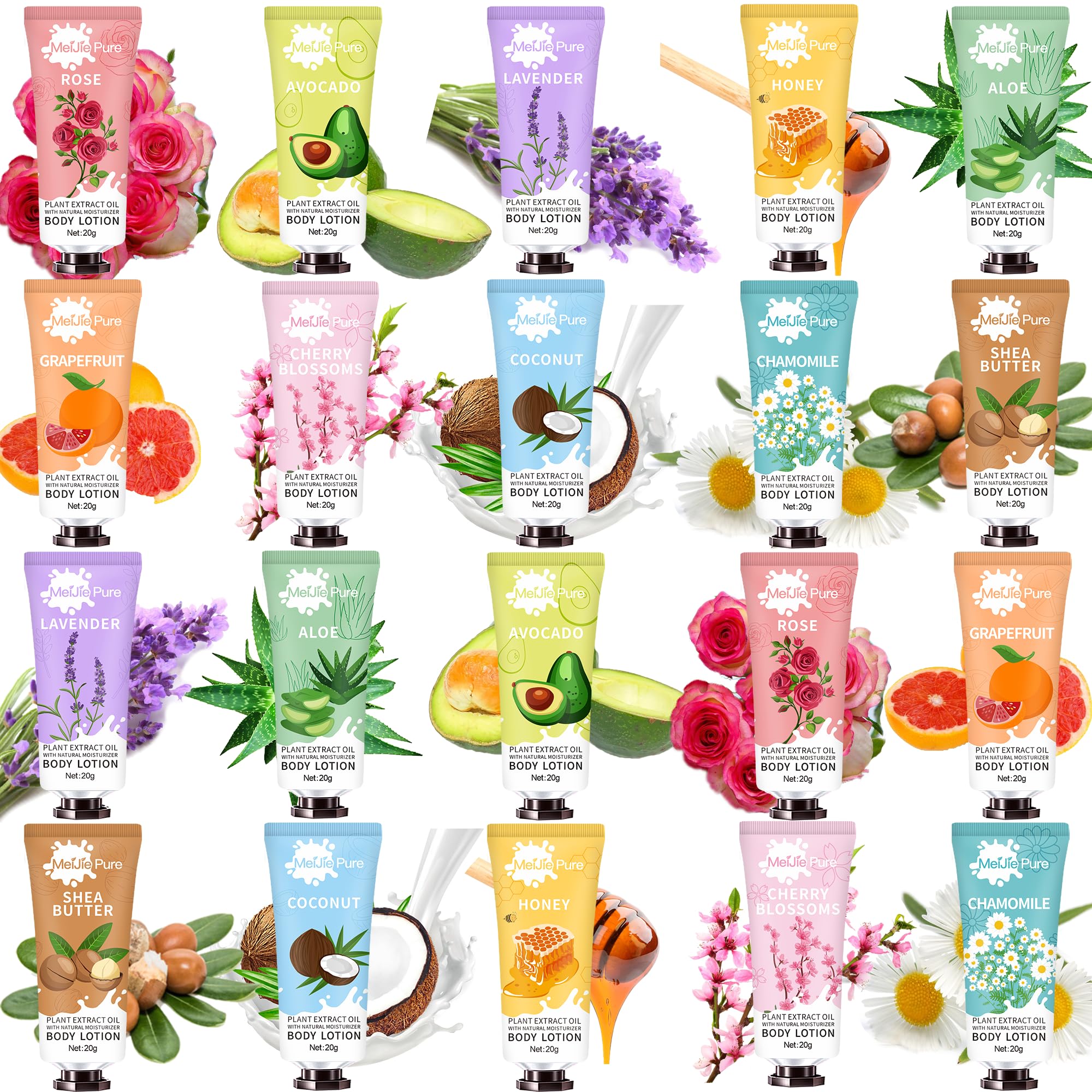 DBEAUTYM front packaging showing 20 travel lotions for easy gifting