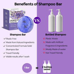 DBEAUTYM lavender shampoo bar in hand for size scale and portable travel convenience
