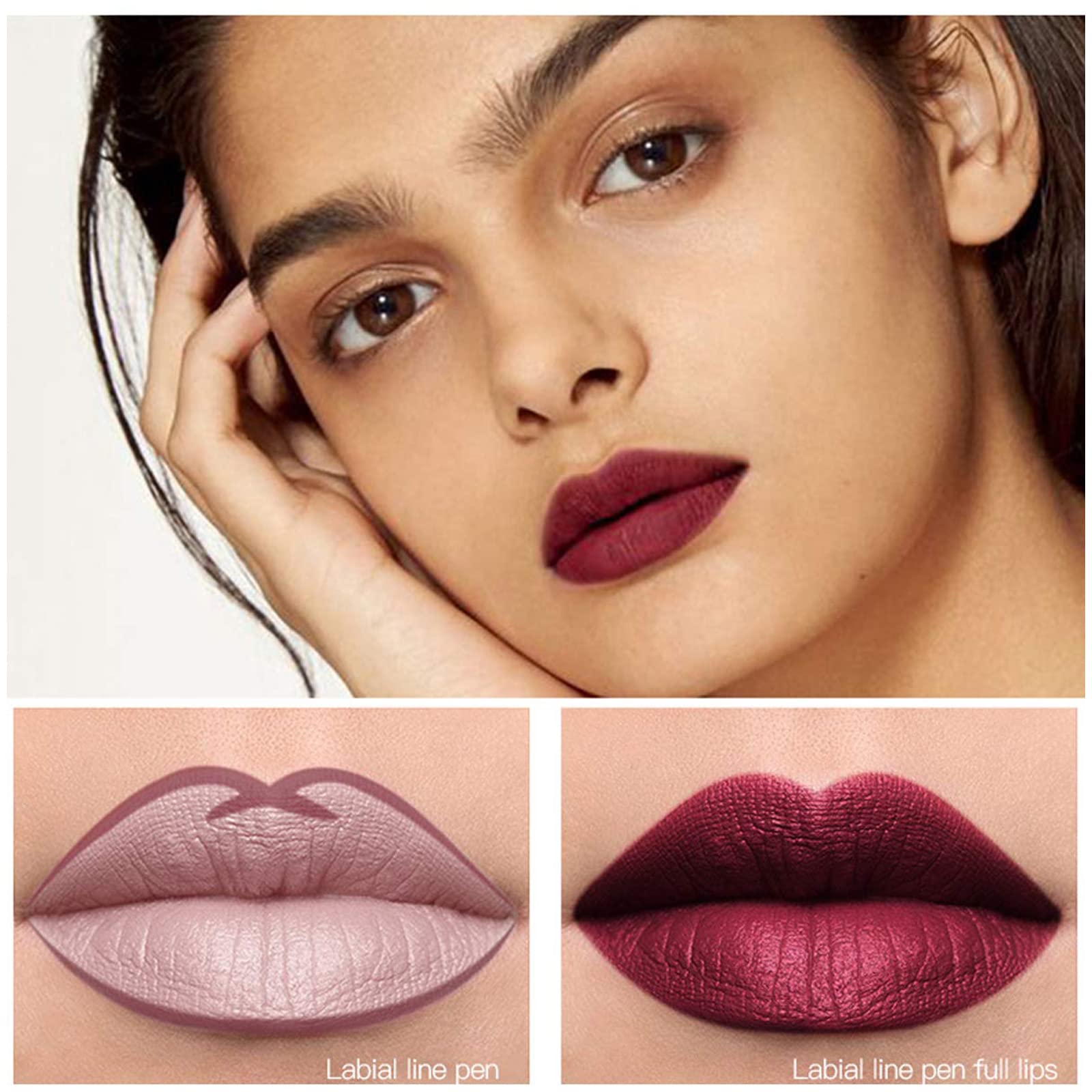 DC-BEAUTIFUL lip application showing defined matte finish and enhanced shape