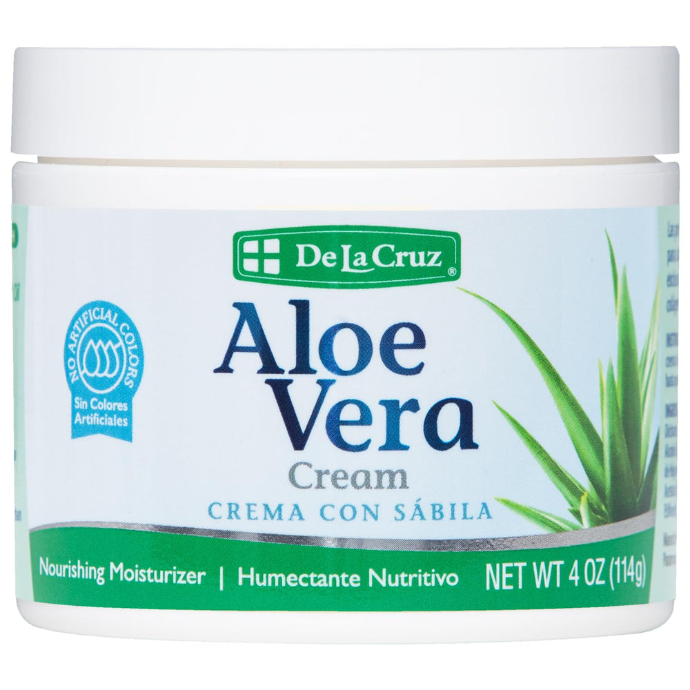 De La Cruz jar front view showing 4oz aloe moisturizer and brand