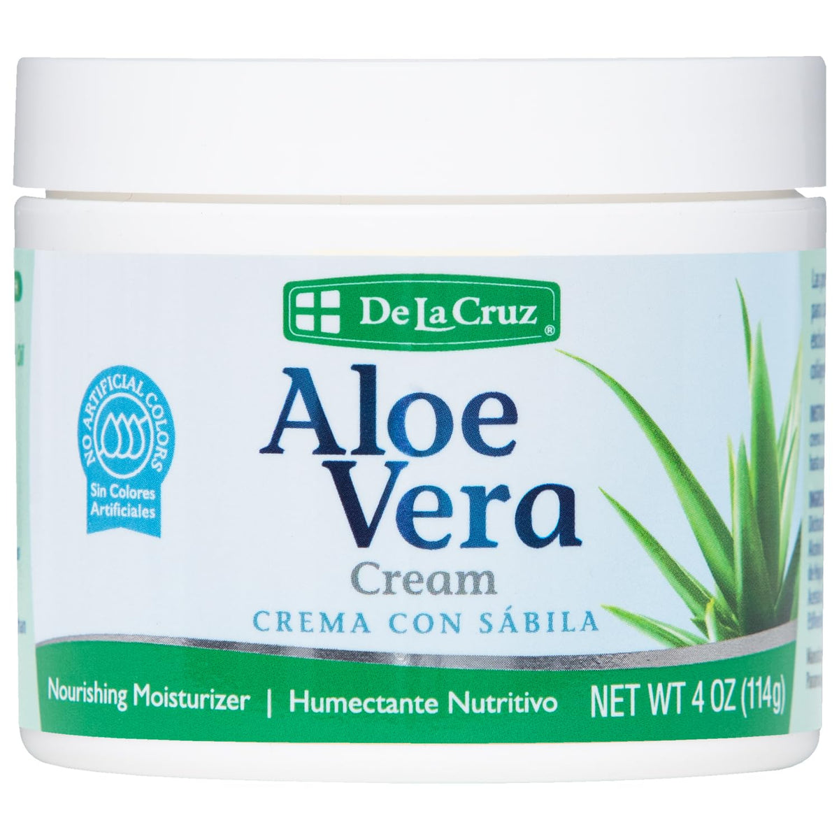 De La Cruz jar front view showing 4oz aloe moisturizer and brand