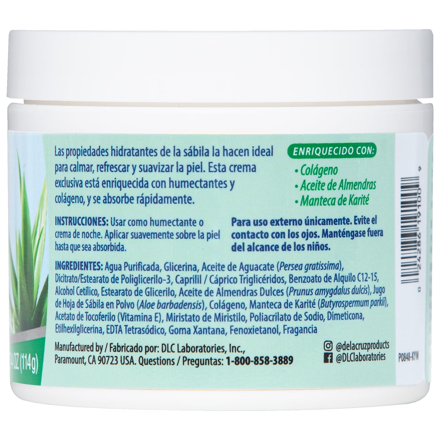 De La Cruz open jar showing cream texture and quick absorption benefit