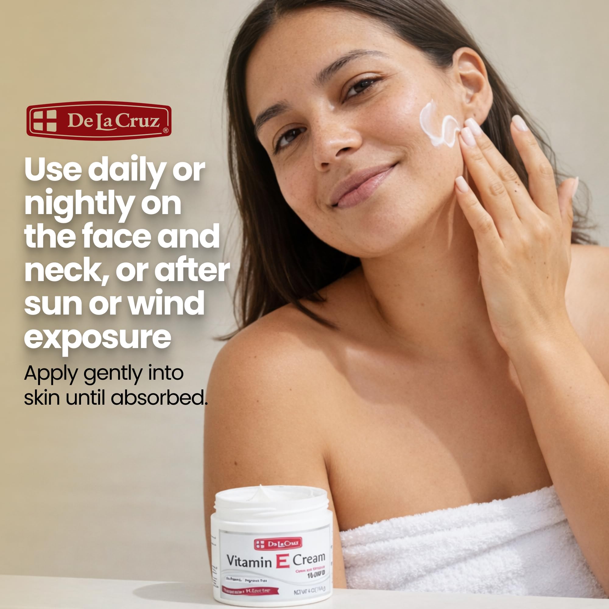 De La Cruz being applied to cheek illustrating gentle hydration benefit