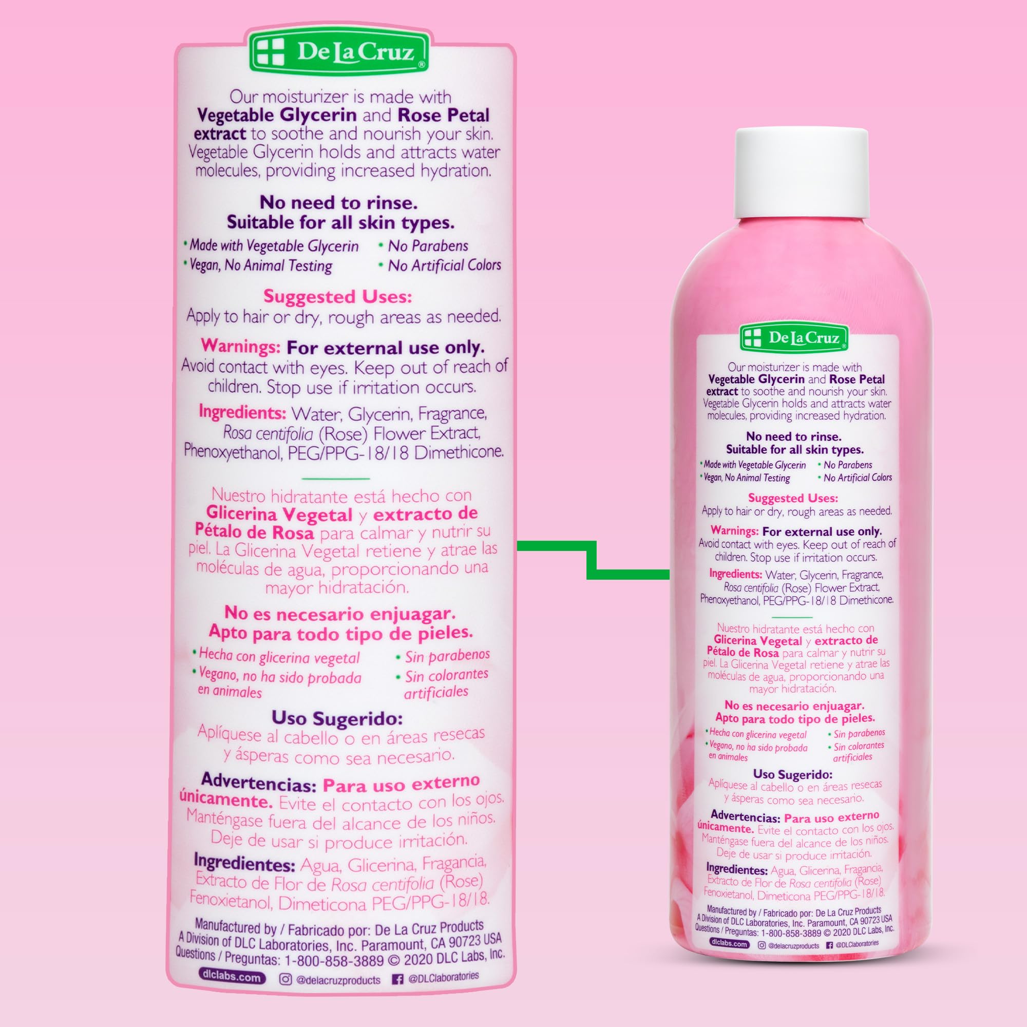 De La Cruz bottle on bathroom shelf for daily routine convenience