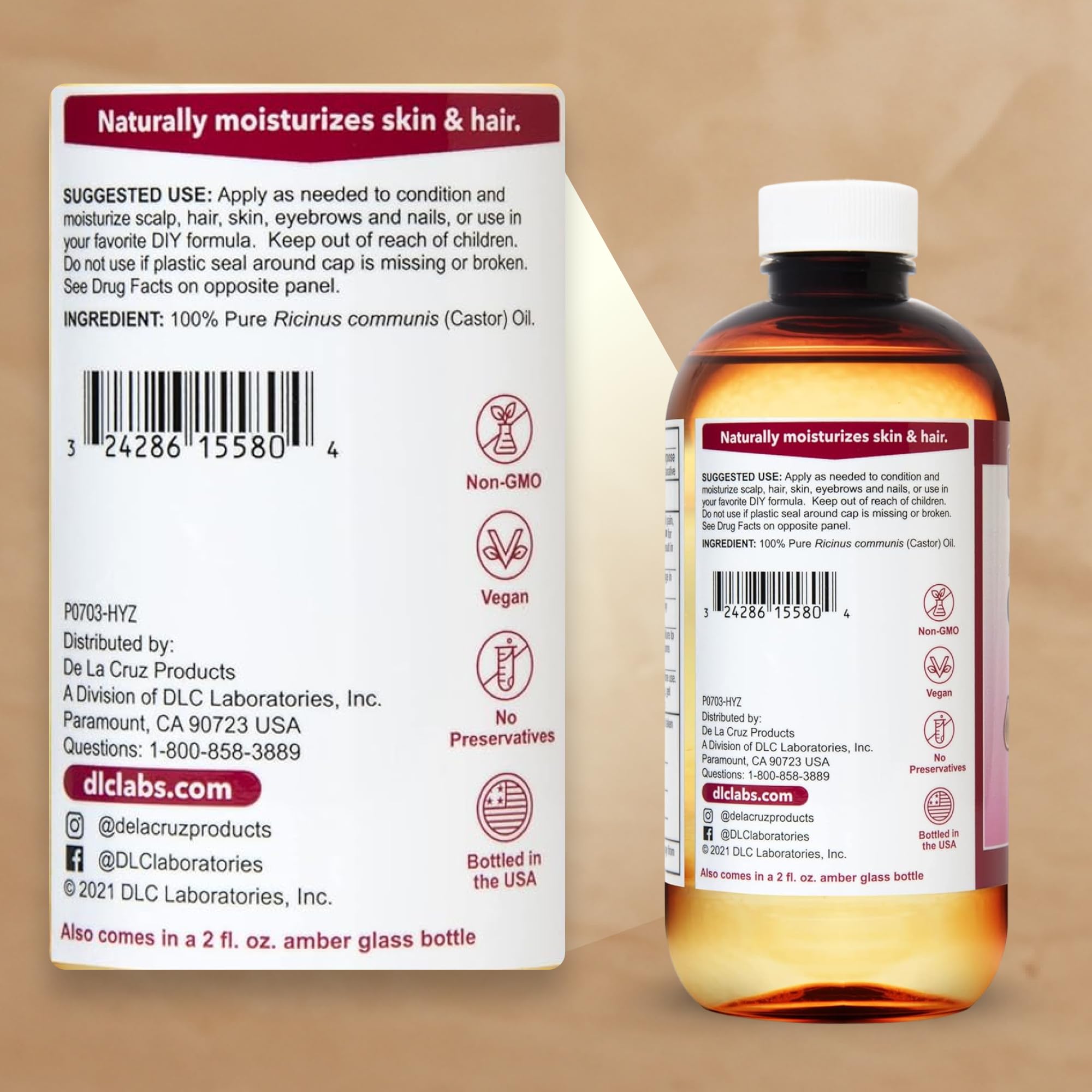 De La Cruz bottle staged on bathroom vanity for daily routine inspiration