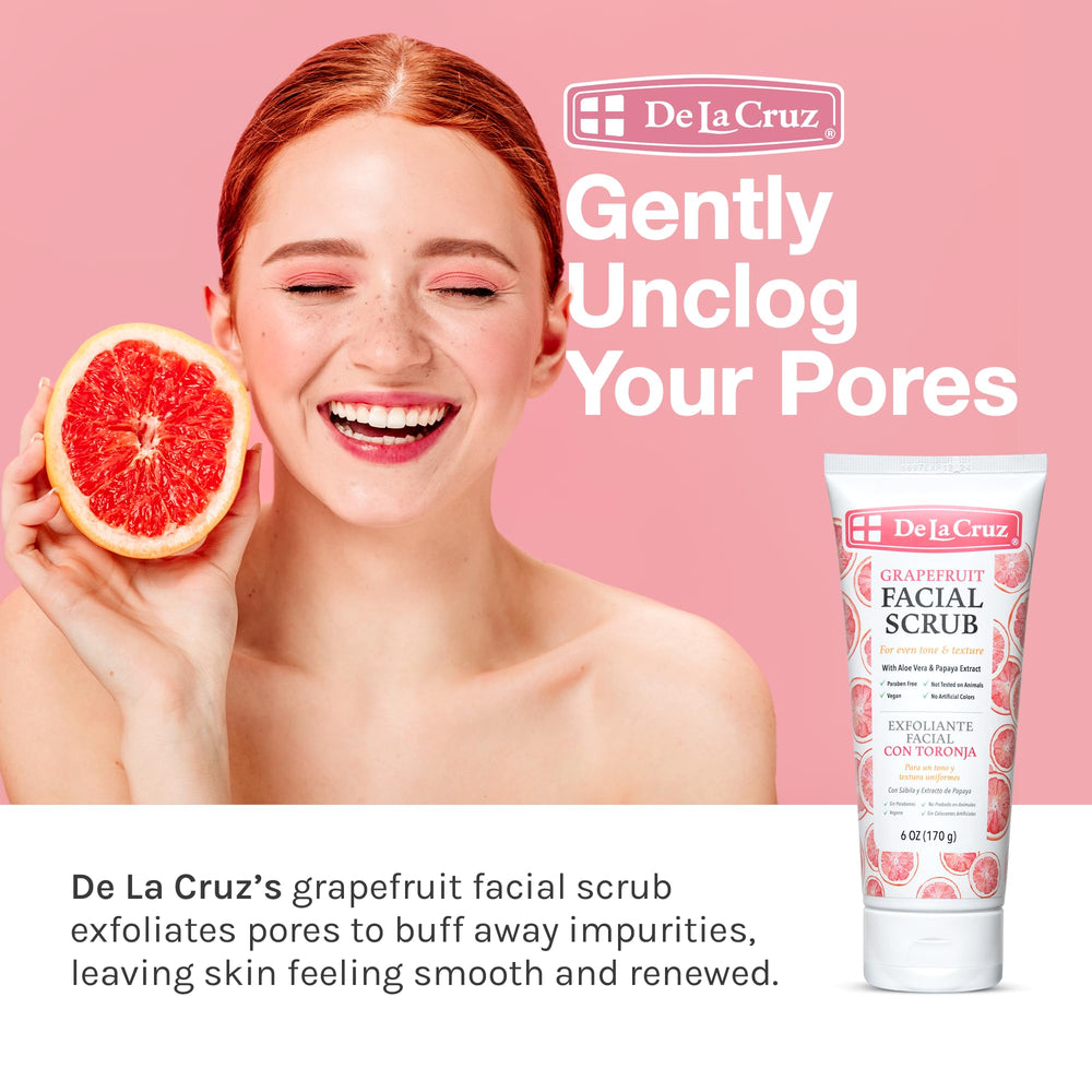 De La Cruz ingredient arrangement with grapefruit, papaya and aloe for transparency