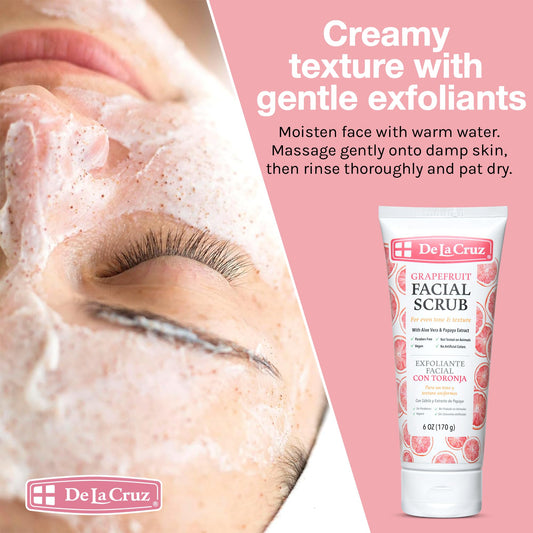 De La Cruz close-up of scrub texture showing gentle exfoliant particles
