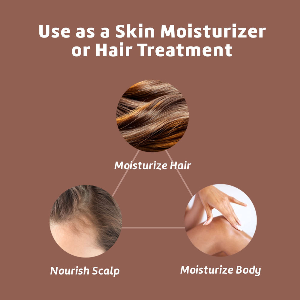 De La Cruz applying oil to hair ends for hydration and shine