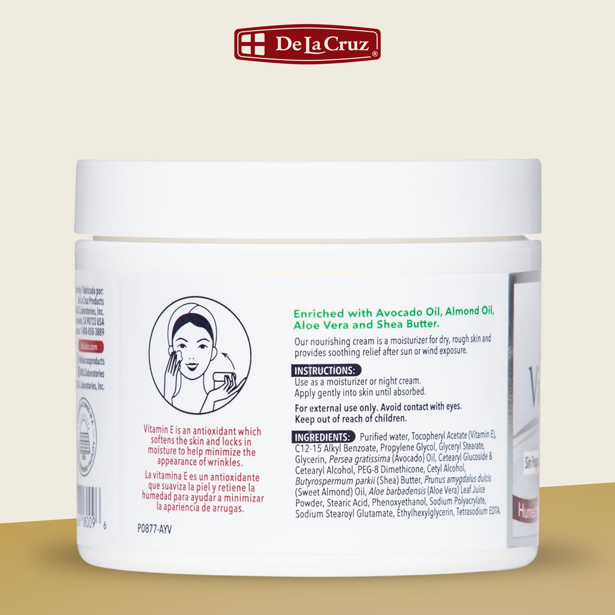 De La Cruz label close-up displaying ingredient and cruelty-free details