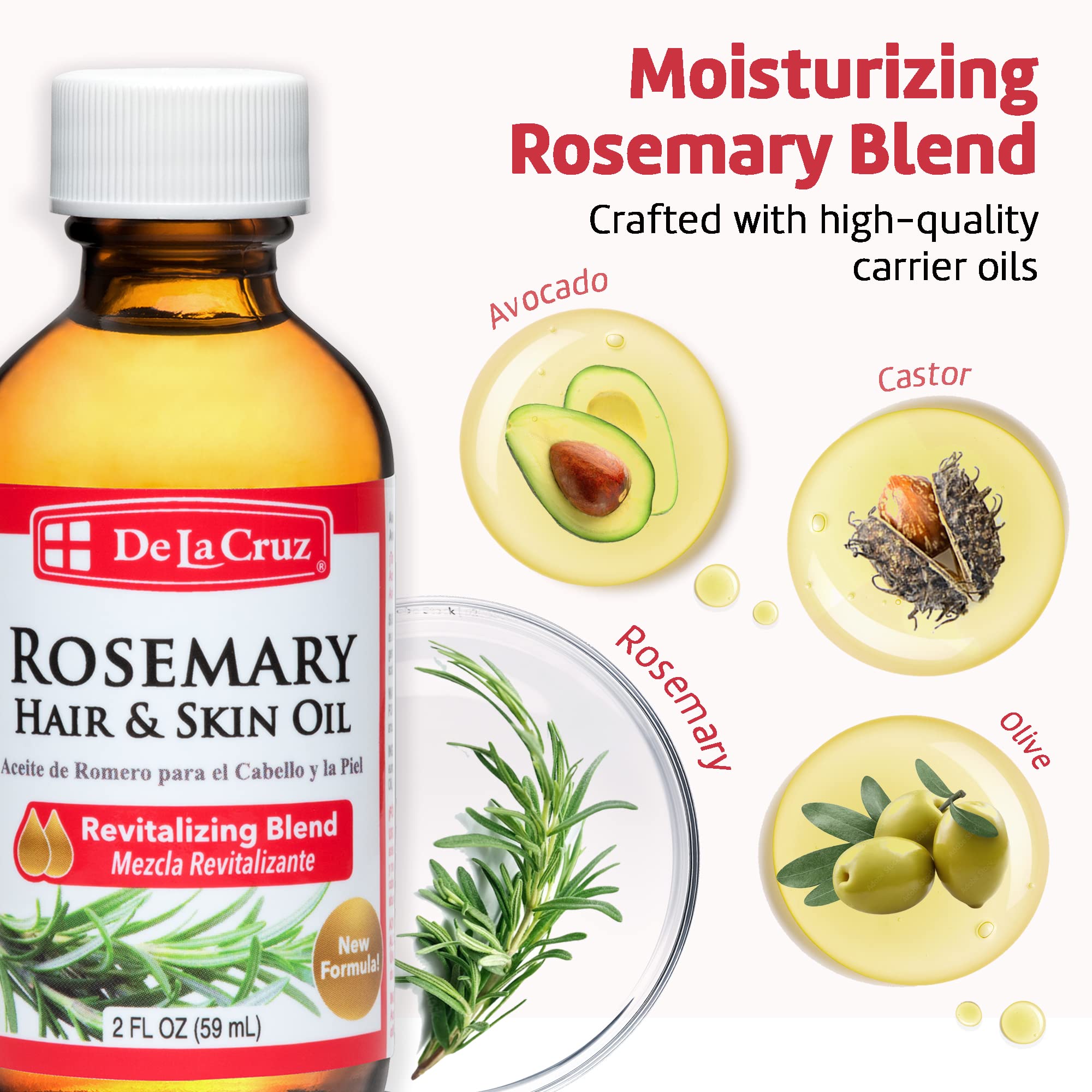 De La Cruz massaged into scalp to aid distribution and nourishment
