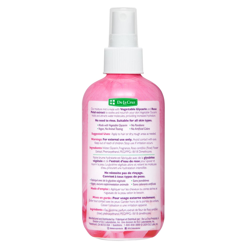 De La Cruz spray mist close-up demonstrating fine even hydration