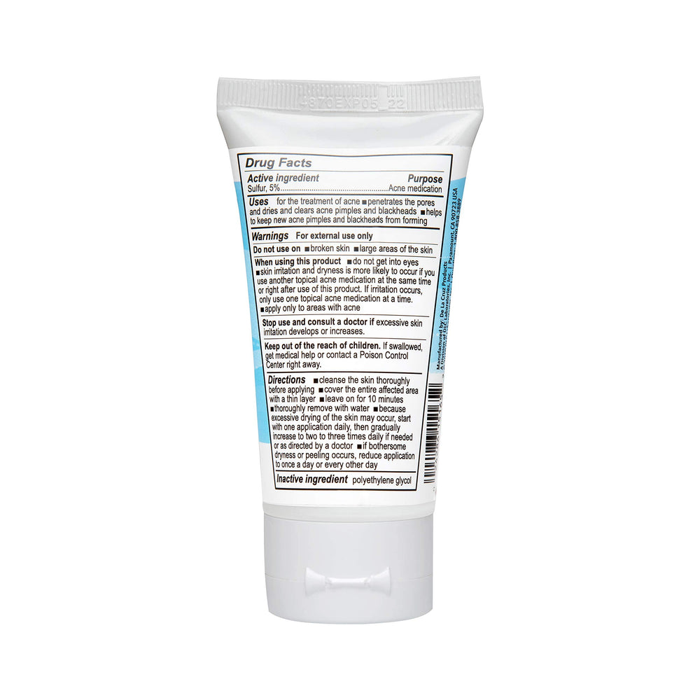 Clear De La Cruz ingredient label emphasizing fragrance-free and non-comedogenic benefit