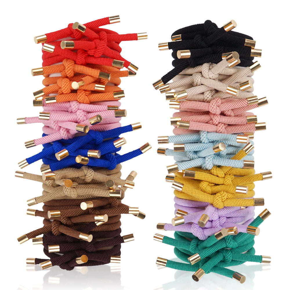 DealEachDay front packaging showing 56 knotted hair ties and color variety