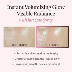 DEARDAHLIA mist spraying onto face for instant refresh and dewy finish