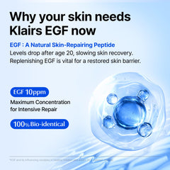 DearKlairs blue serum pouring onto hand demonstrating soothing color