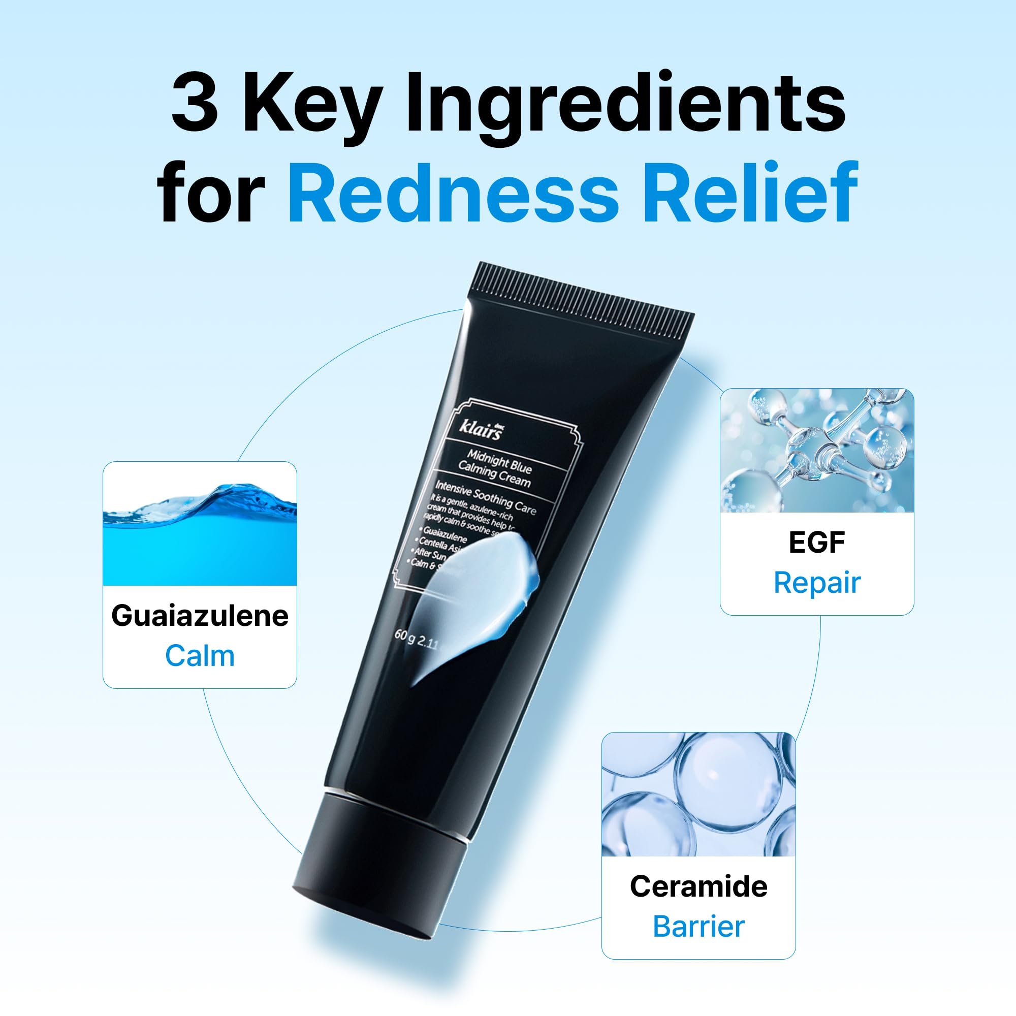 DearKlairs cream on fingers demonstrating easy spread and calming feel