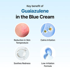 DearKlairs ingredient visual with guaiazulene, EGF and ceramide benefits