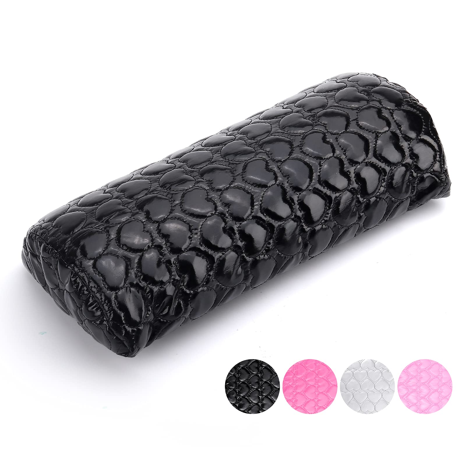 Deciniee front view of black nail pillow showing professional finish and comfort
