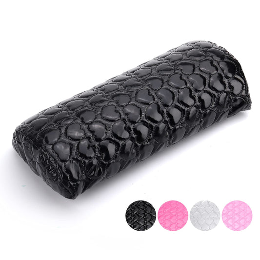 Deciniee front view of black nail pillow showing professional finish and comfort