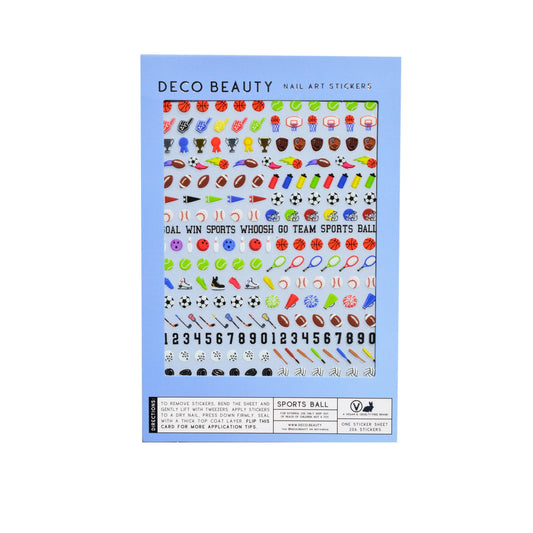 Deco Beauty front packaging showing sports ball designs and easy DIY benefit
