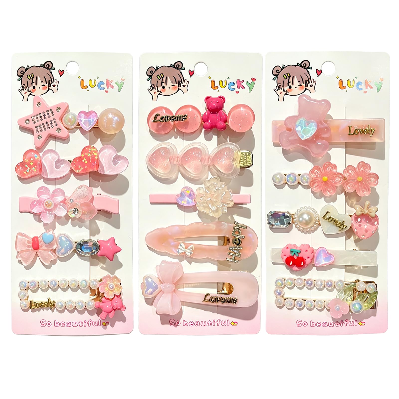 DEDIULE front packaging showing full 15-piece pink clip set, convenient gifting