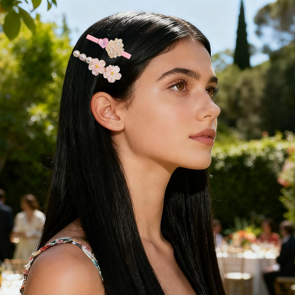 DEDIULE clip in a model's half-up hairstyle, shows everyday styling benefit