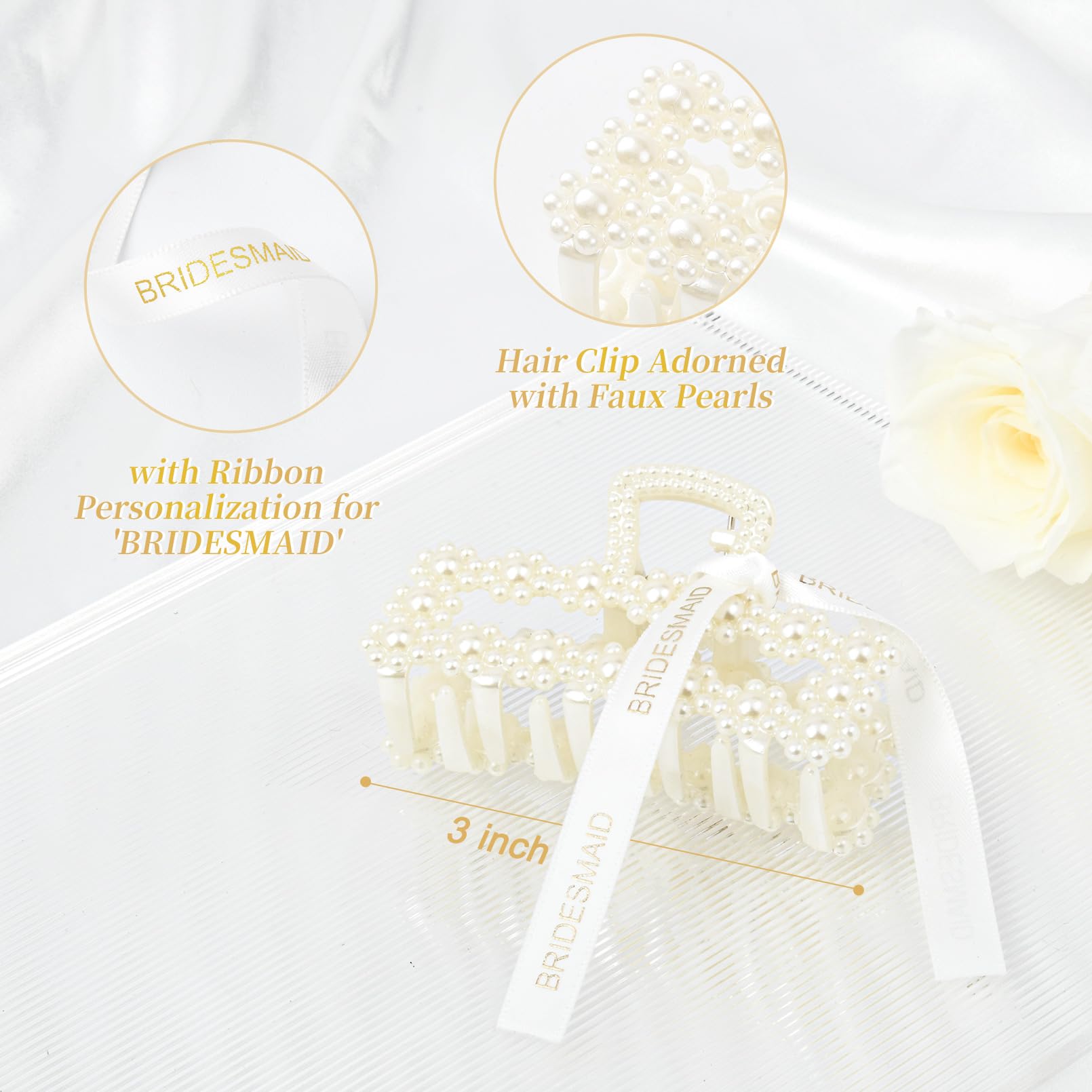 DEEKA close-up of faux pearl embellishment highlighting refined bridal sparkle