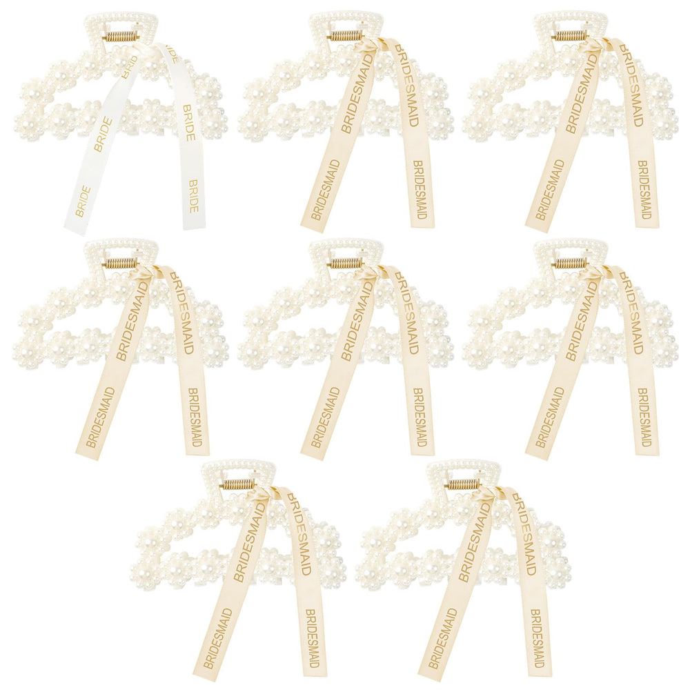DEEKA flatlay of white and champagne clips showing cohesive wedding palette match