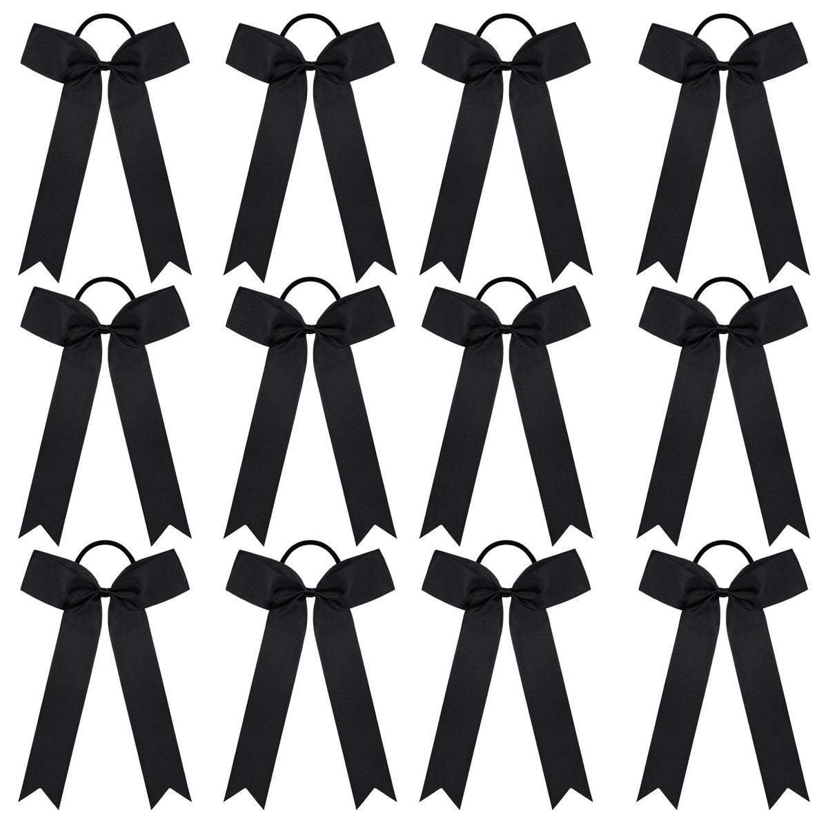 DEEKA front view of 12 black bows showing uniform look and team-ready appeal