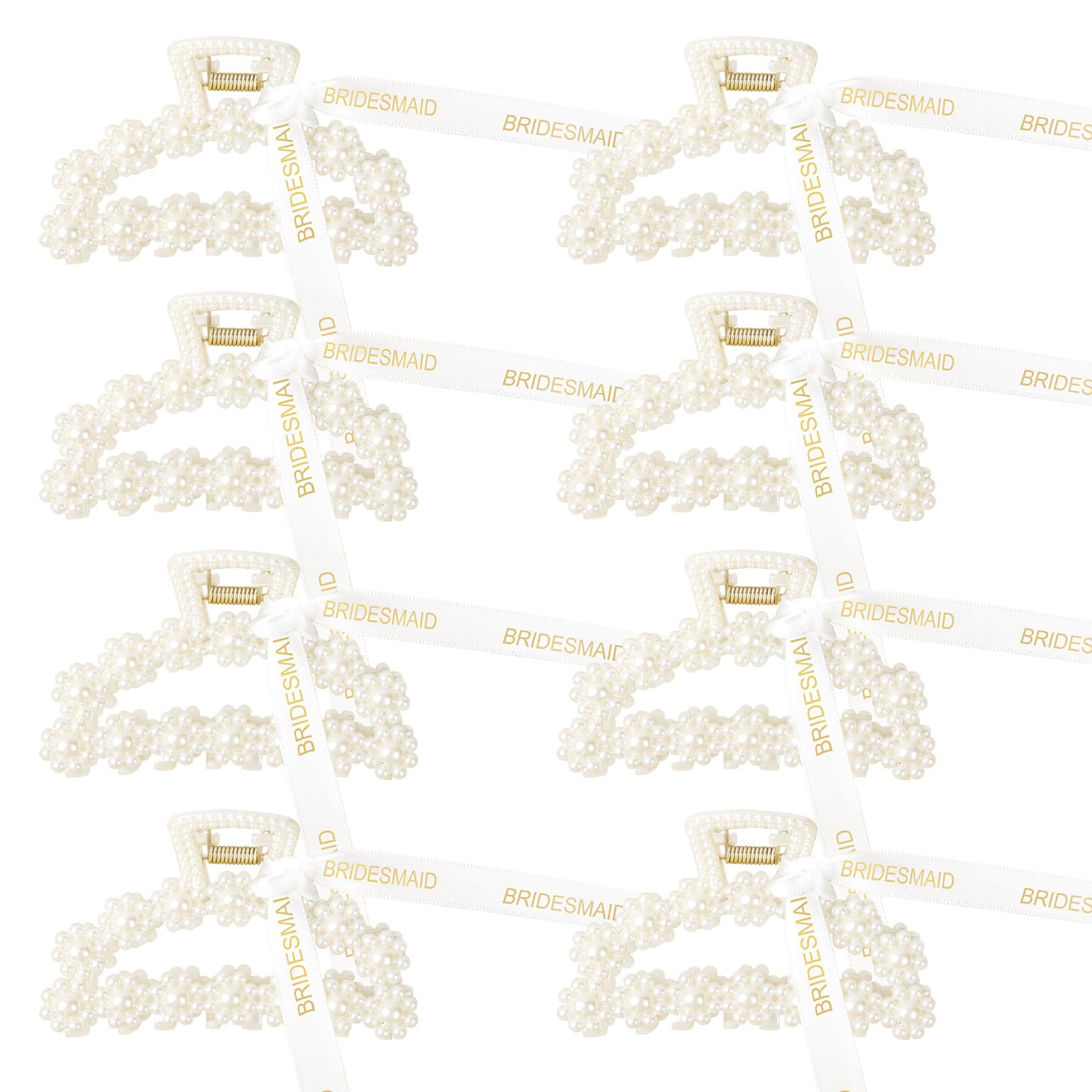 DEEKA front view of eight packaged bridesmaid clips, ready to gift