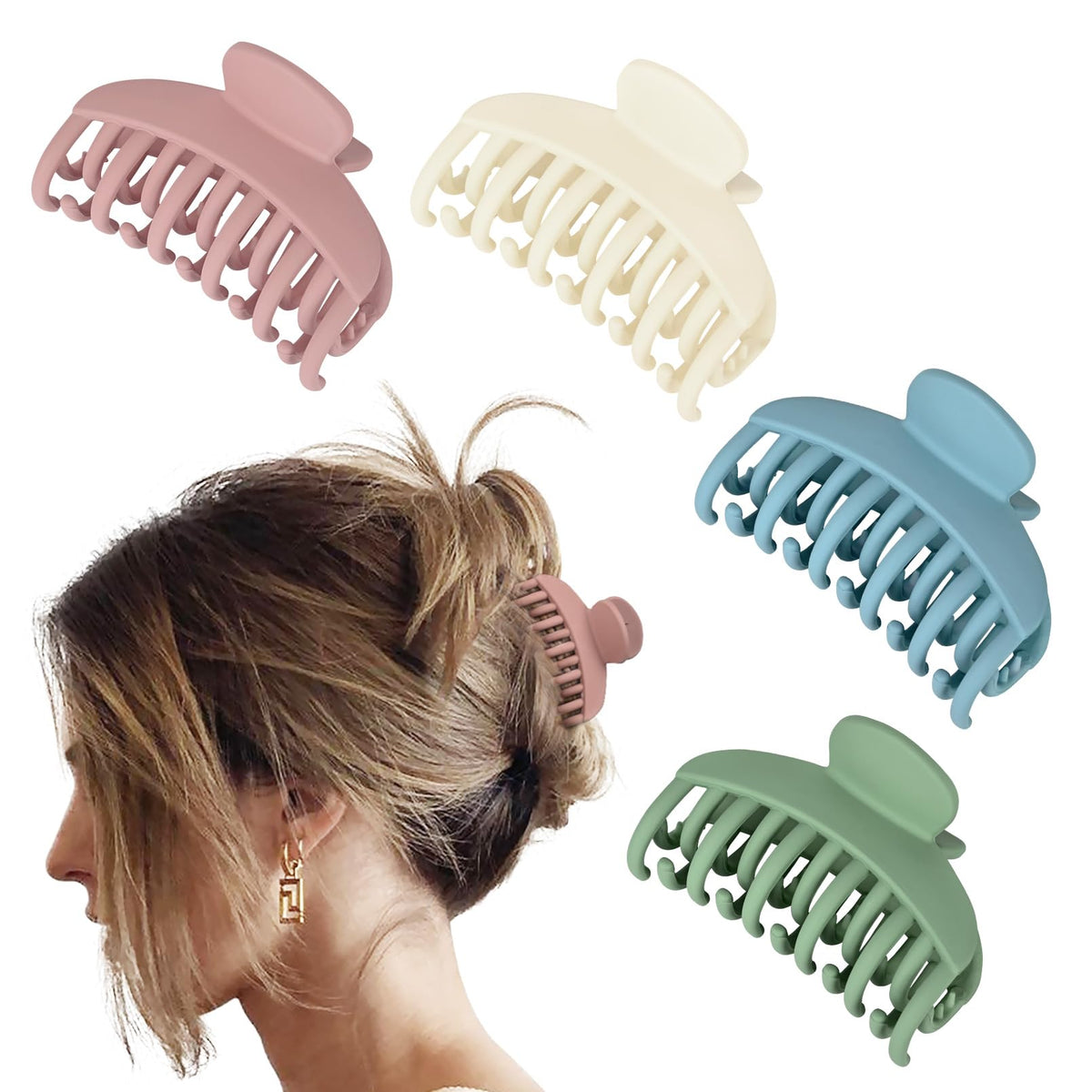 DEEKA front view of four matte clips showing colors and pack benefit