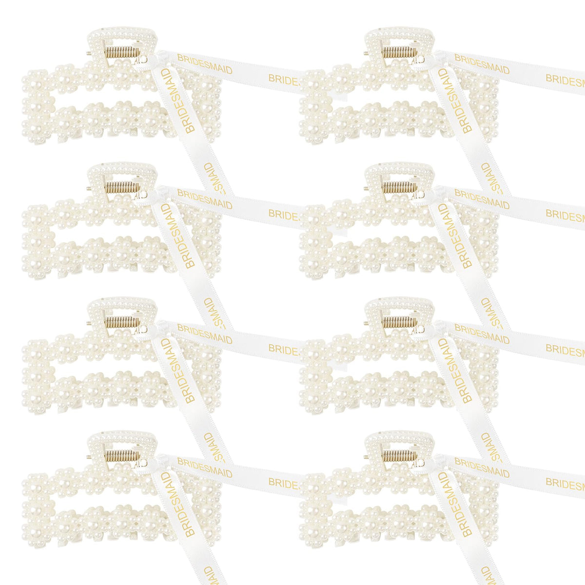 DEEKA front view of eight pearl clips showing neat packaging and elegant presentation