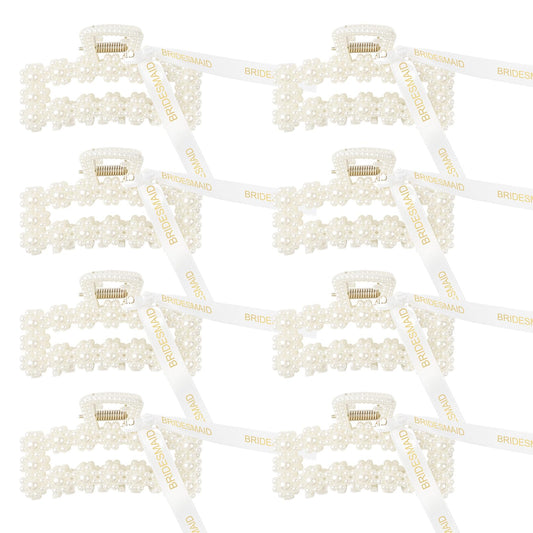 DEEKA front view of eight pearl clips showing neat packaging and elegant presentation