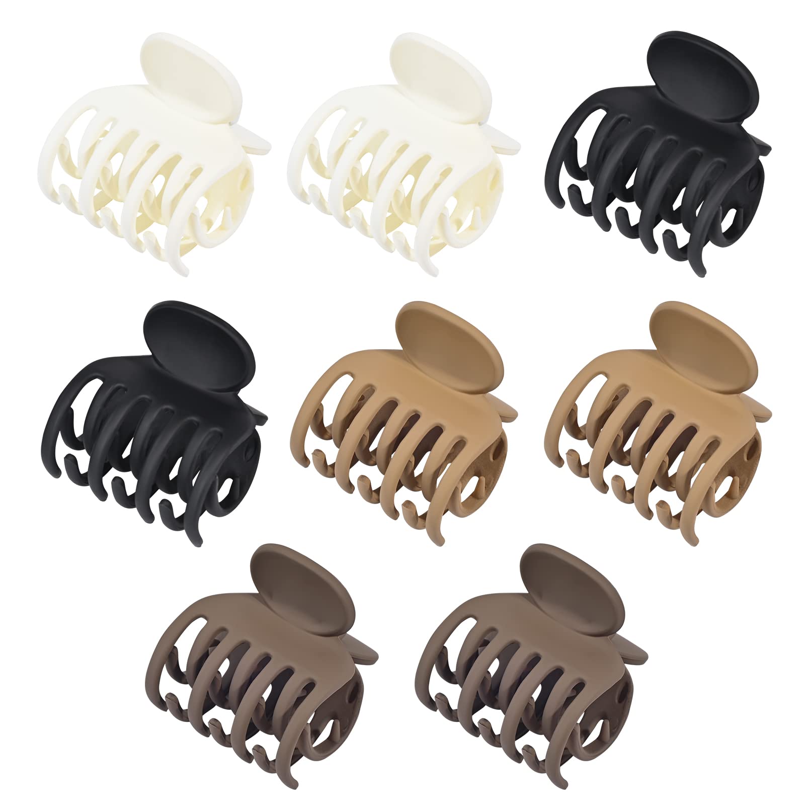 DEEKA front view of eight matte small claw clips showing neat packaging and convenience