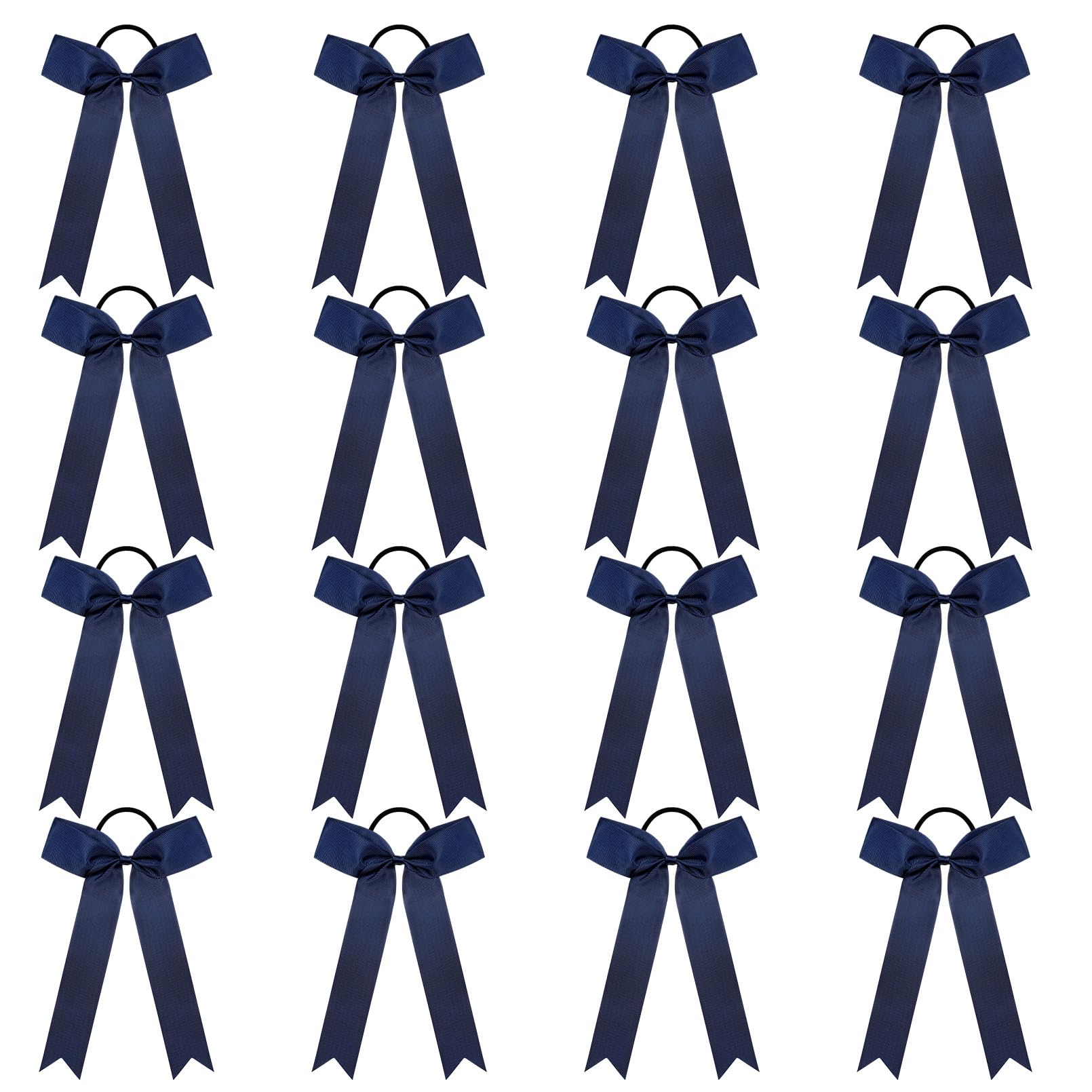 DEEKA front view of 16 navy blue bows showing team-ready uniformity and visibility