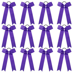 DEEKA purple cheer bow front view showing bold collegiate style and team-ready appeal