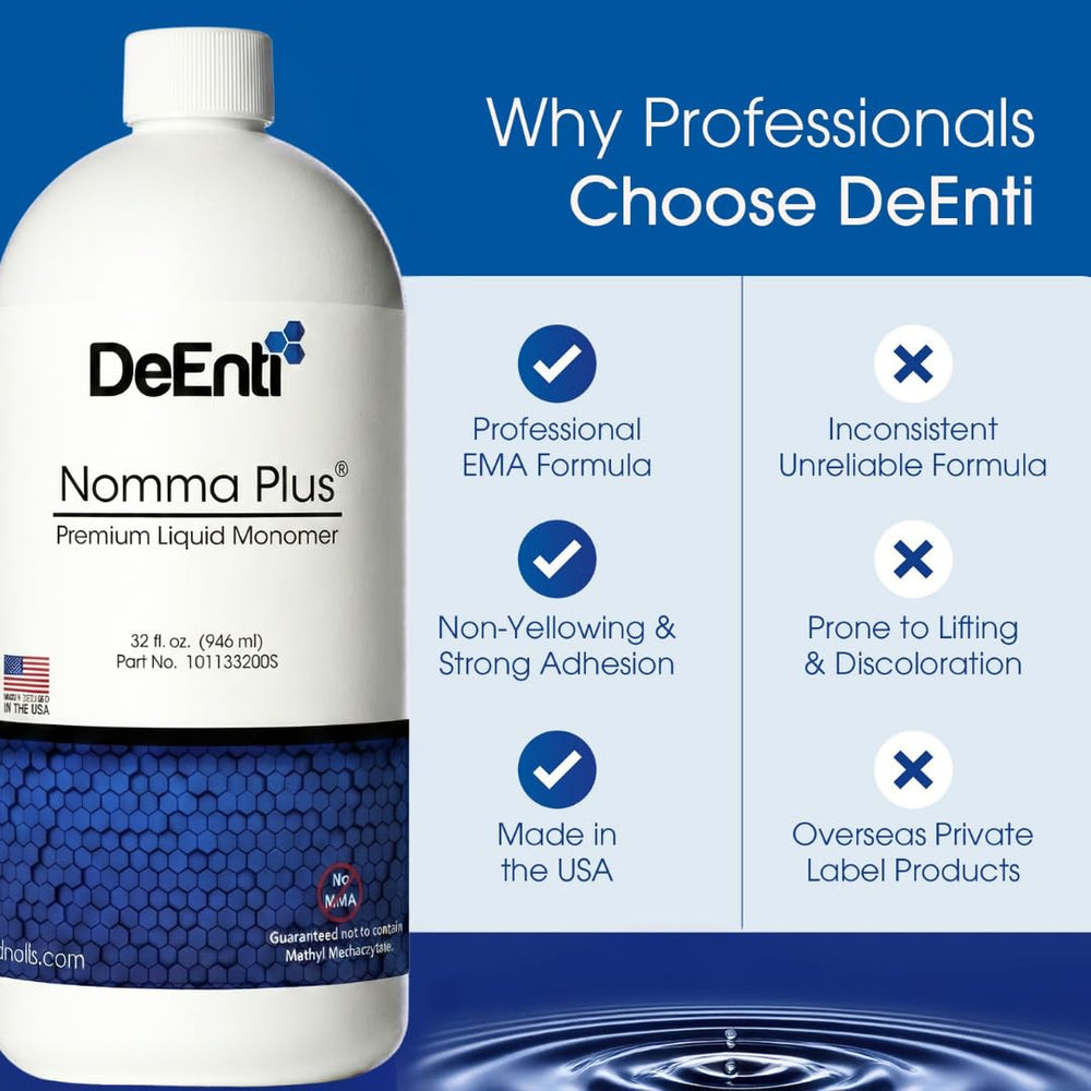 DeEnti Nomma Plus paired with acrylic powder illustrating compatibility