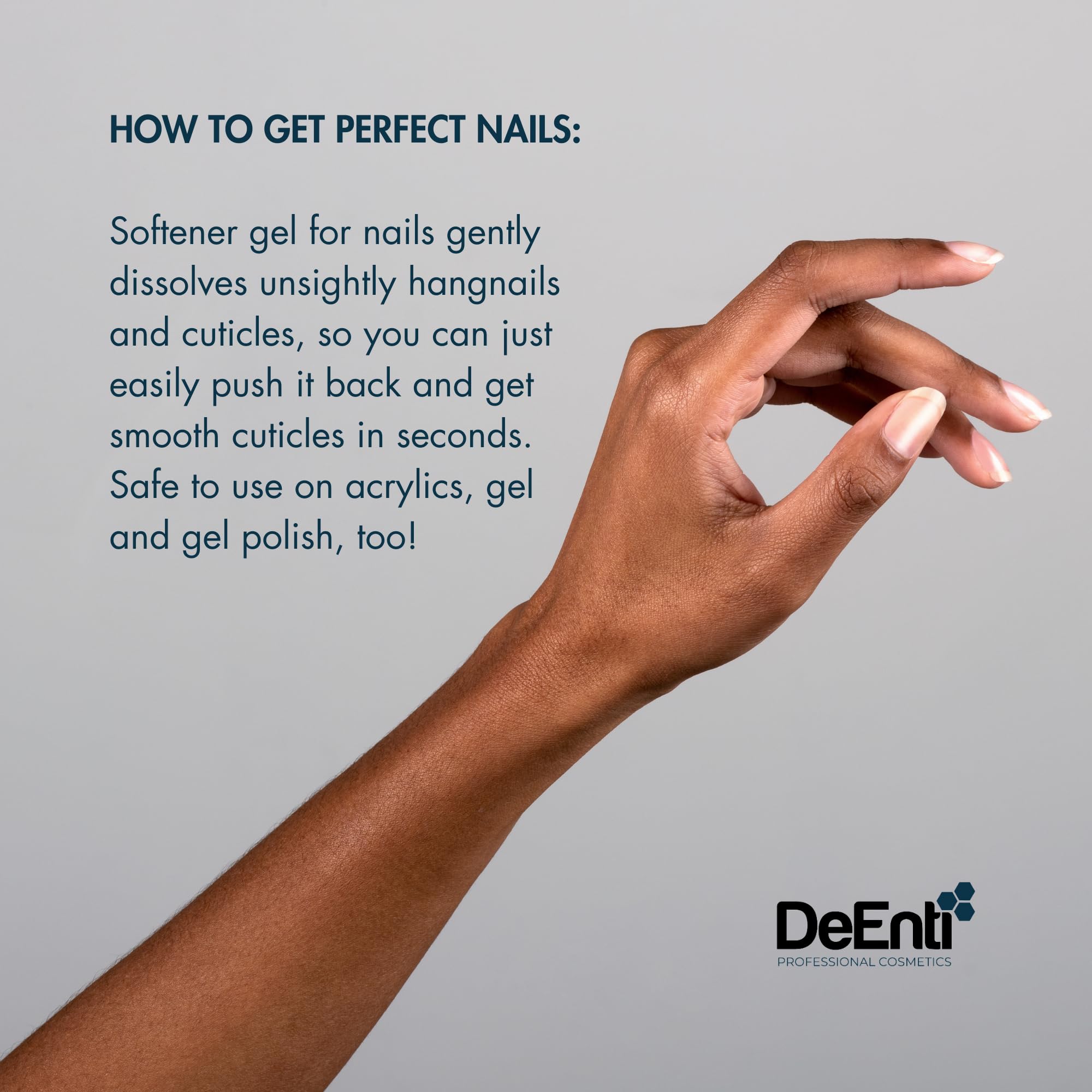 DeEnti squeeze action on cap showing controlled dispensing advantage